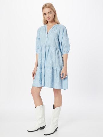Flowers for Friends Shirt Dress in Blue: front