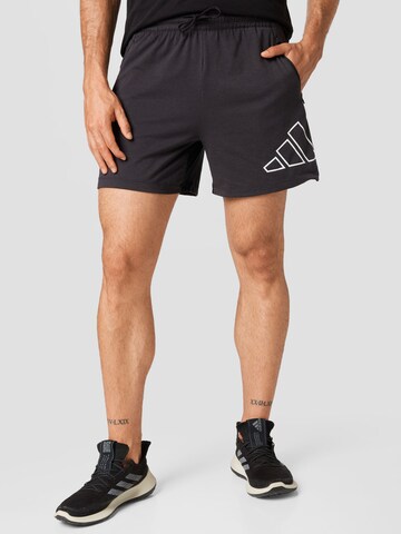 ADIDAS PERFORMANCE Loosefit Sportbroek '3 Bar' in Zwart: voorkant