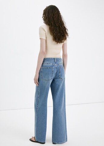 Wide leg Jeans 'Studs' de la MANGO pe albastru