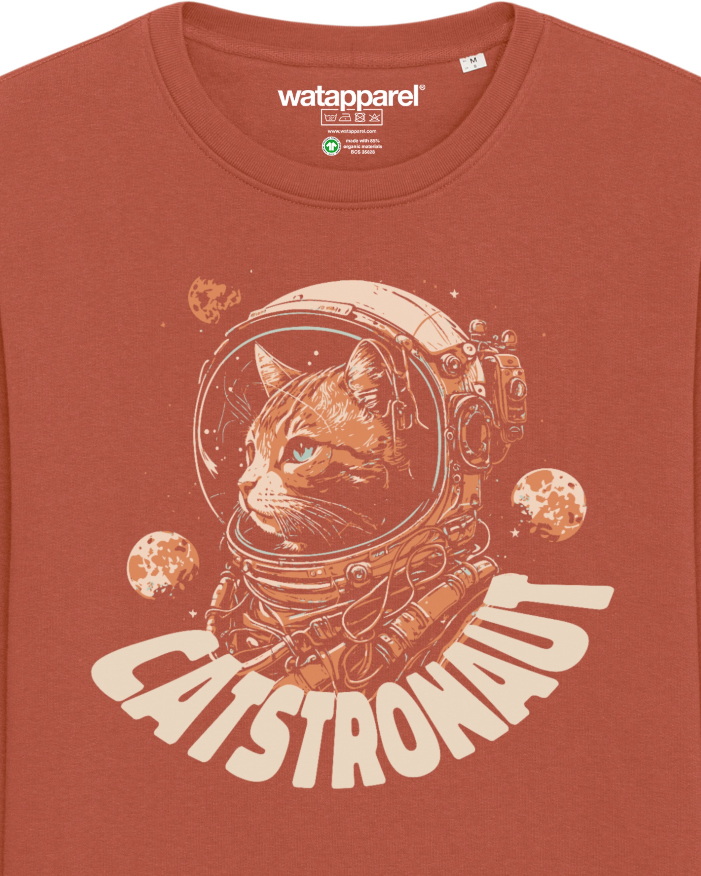 Watapparel Sweatshirt 'Catstronaut' in Braun