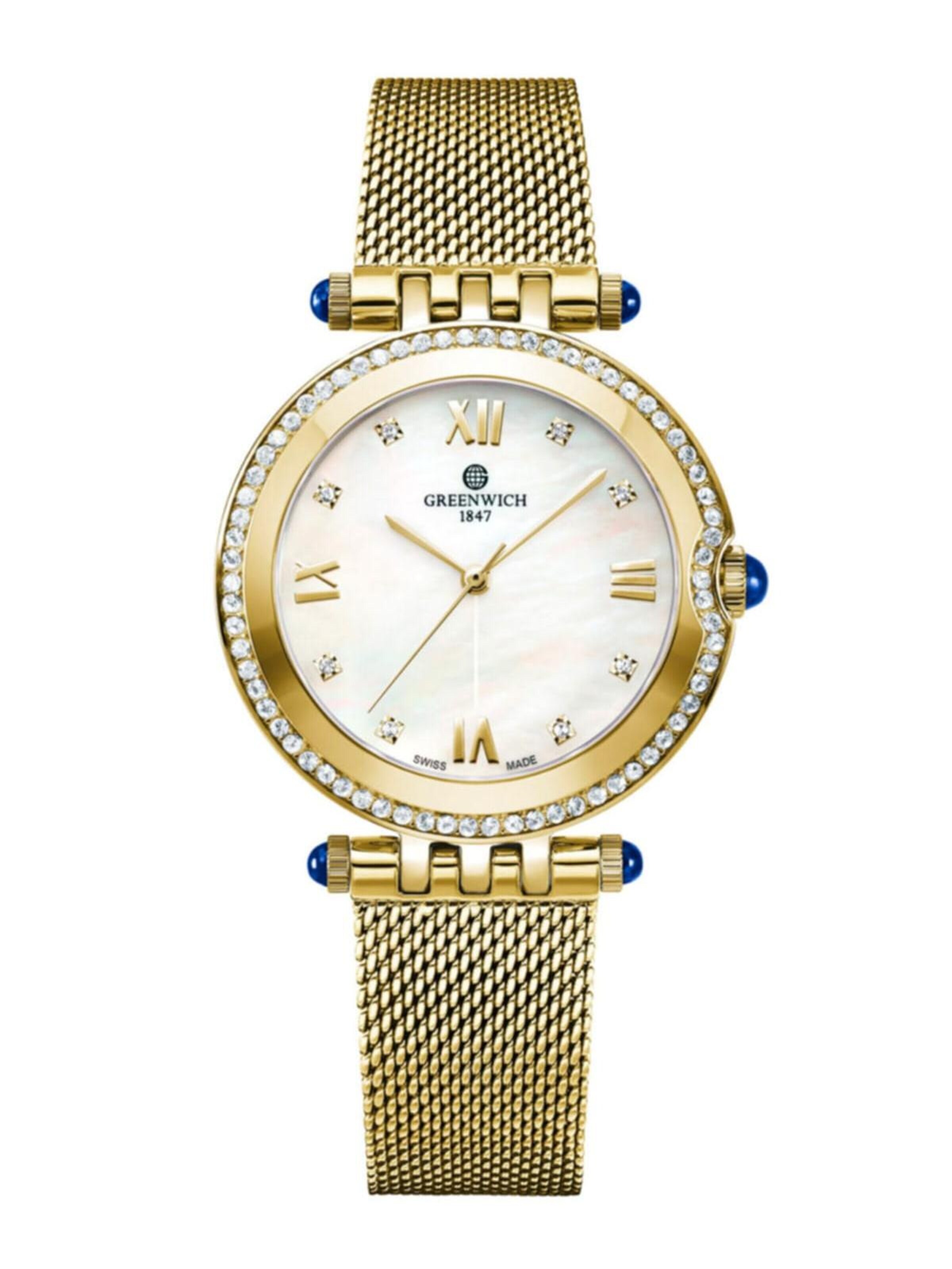 Orologio analogico di Greenwich in oro: frontale