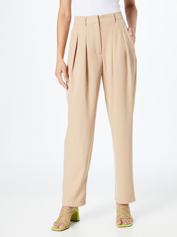 Nasty Gal Loose fit Pleat-front trousers in Beige: front