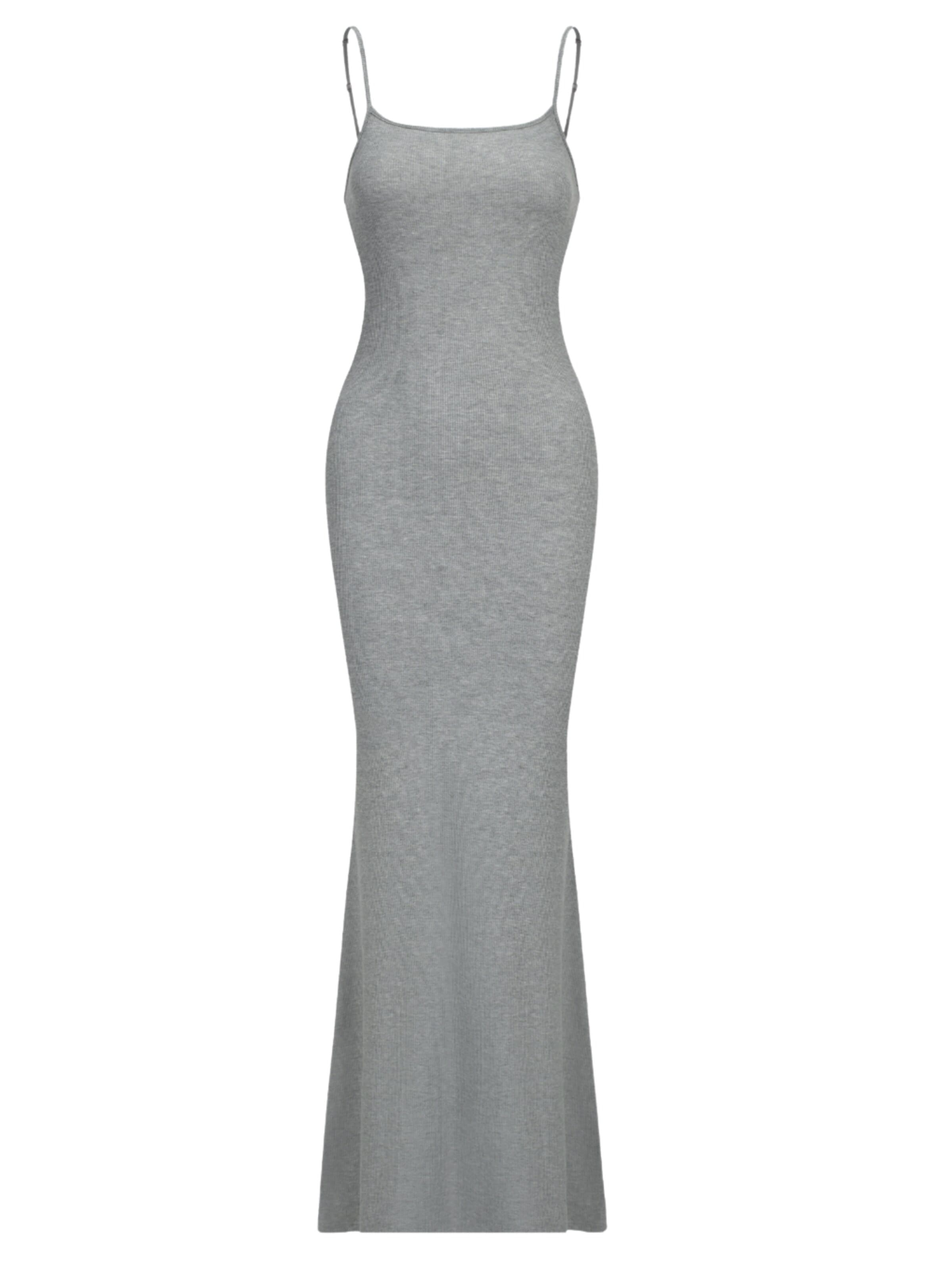 cfab (formerly creamy fabrics) Klänning 'Ribbed Cami Maxikleid' i grå: framsida