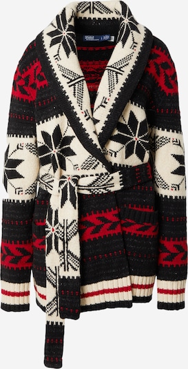 Geacă tricotată Polo Ralph Lauren pe roșu / negru / alb lână, Vizualizare produs