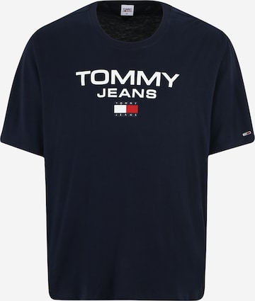 Tricou de la Tommy Jeans Plus pe albastru: față