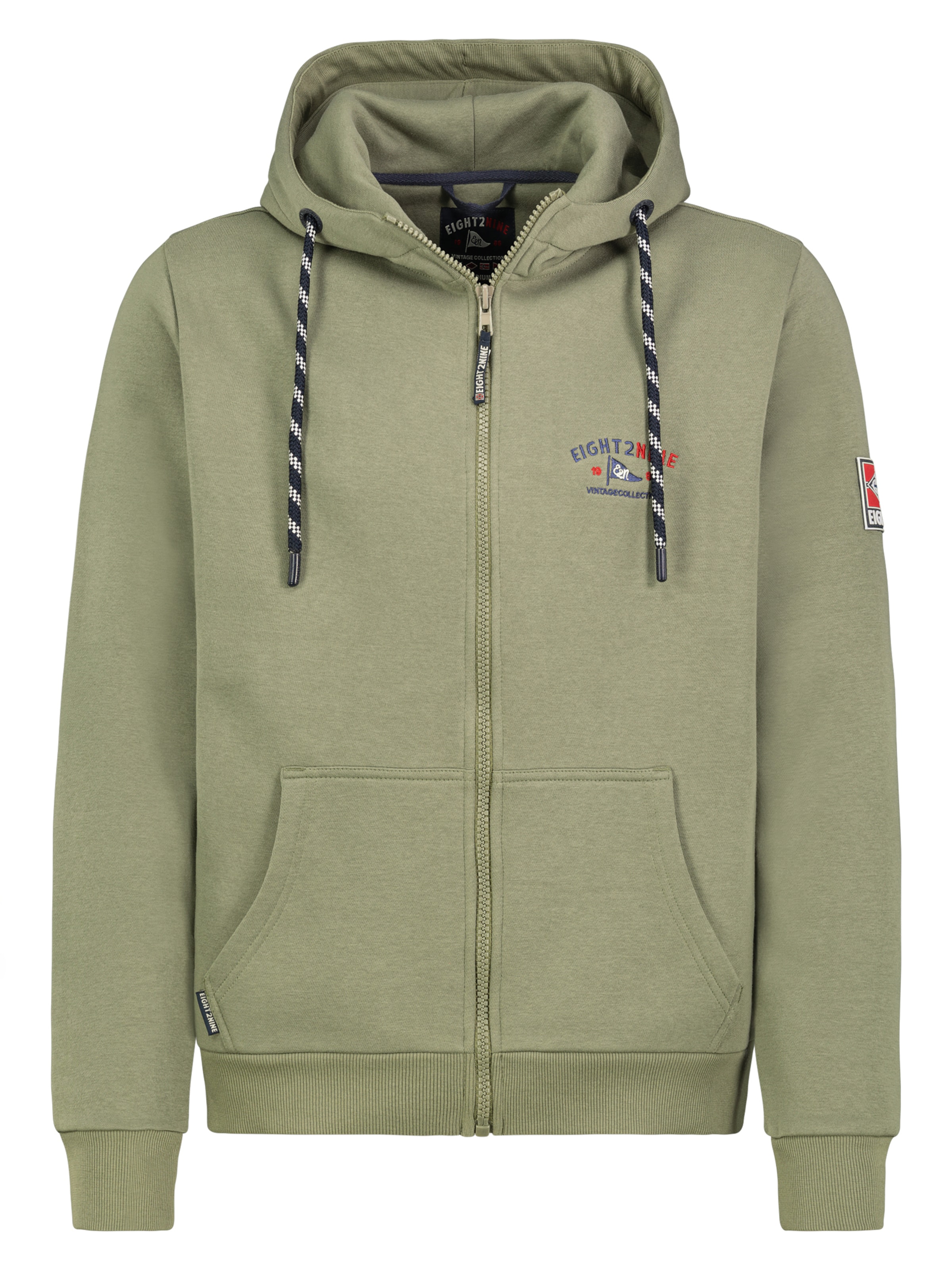 Eight2Nine Sweatjacke in Grün: Vorderseite