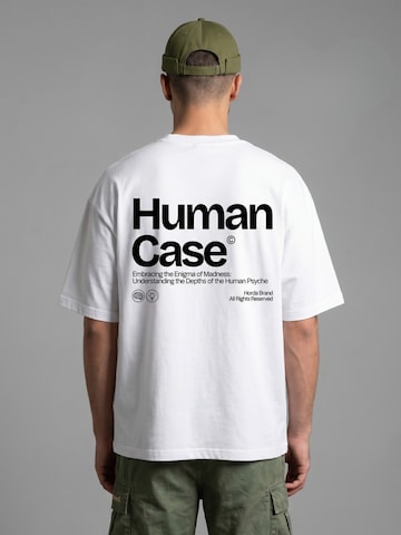 Horda Shirt 'T-shirt Bianca Boxy Fit Oversize 220 Gsm Made in Italy Human Case' in White: front
