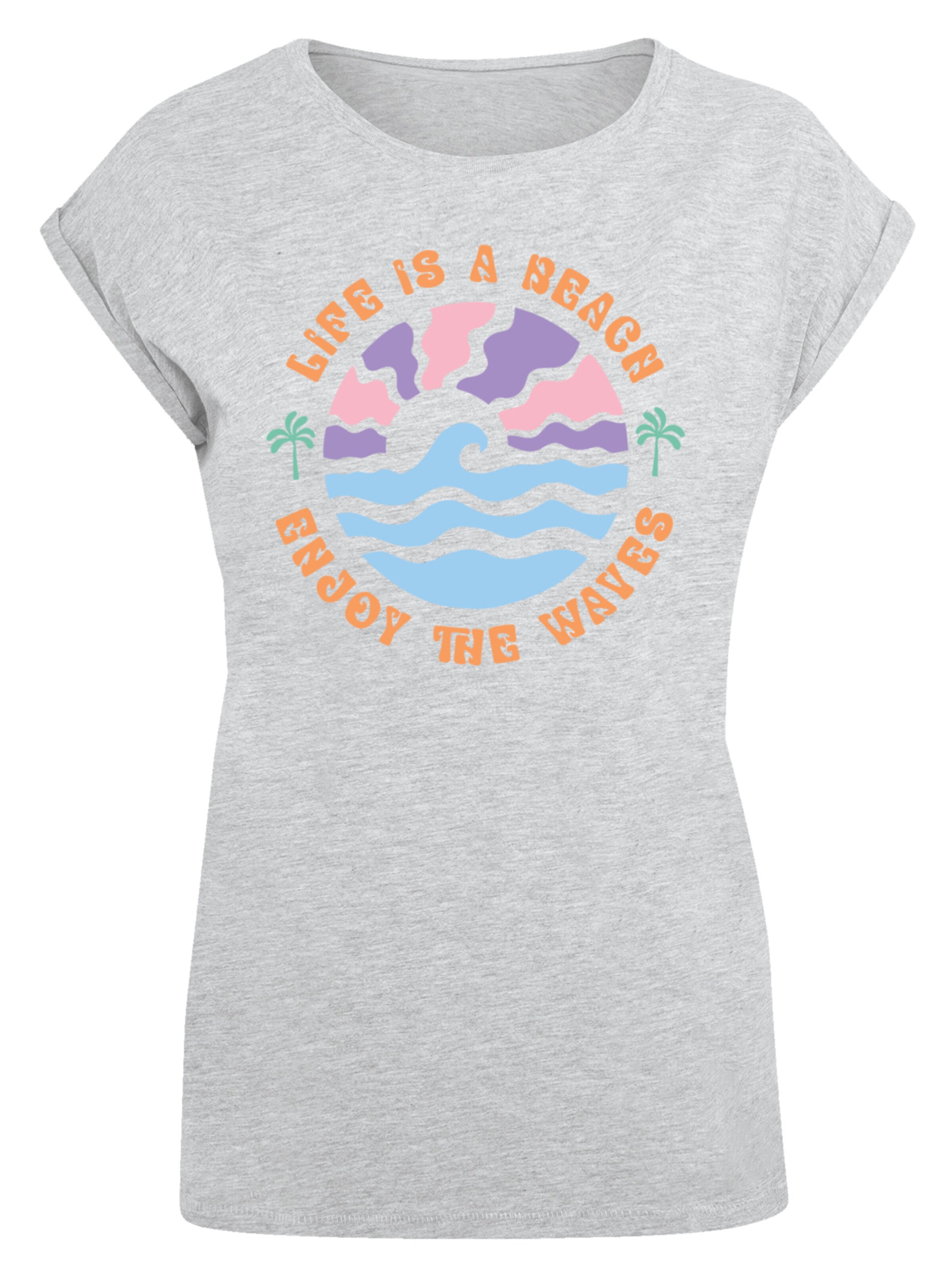 F4NT4STIC T-Shirt 'Life Is A Beach Enjoy The Waves' in Grau: Vorderseite