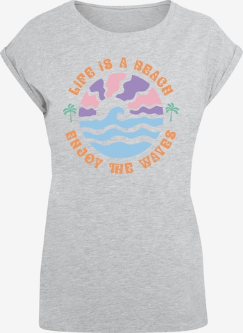 F4NT4STIC T-Shirt 'Life Is A Beach Enjoy The Waves' in Grau: Vorderseite