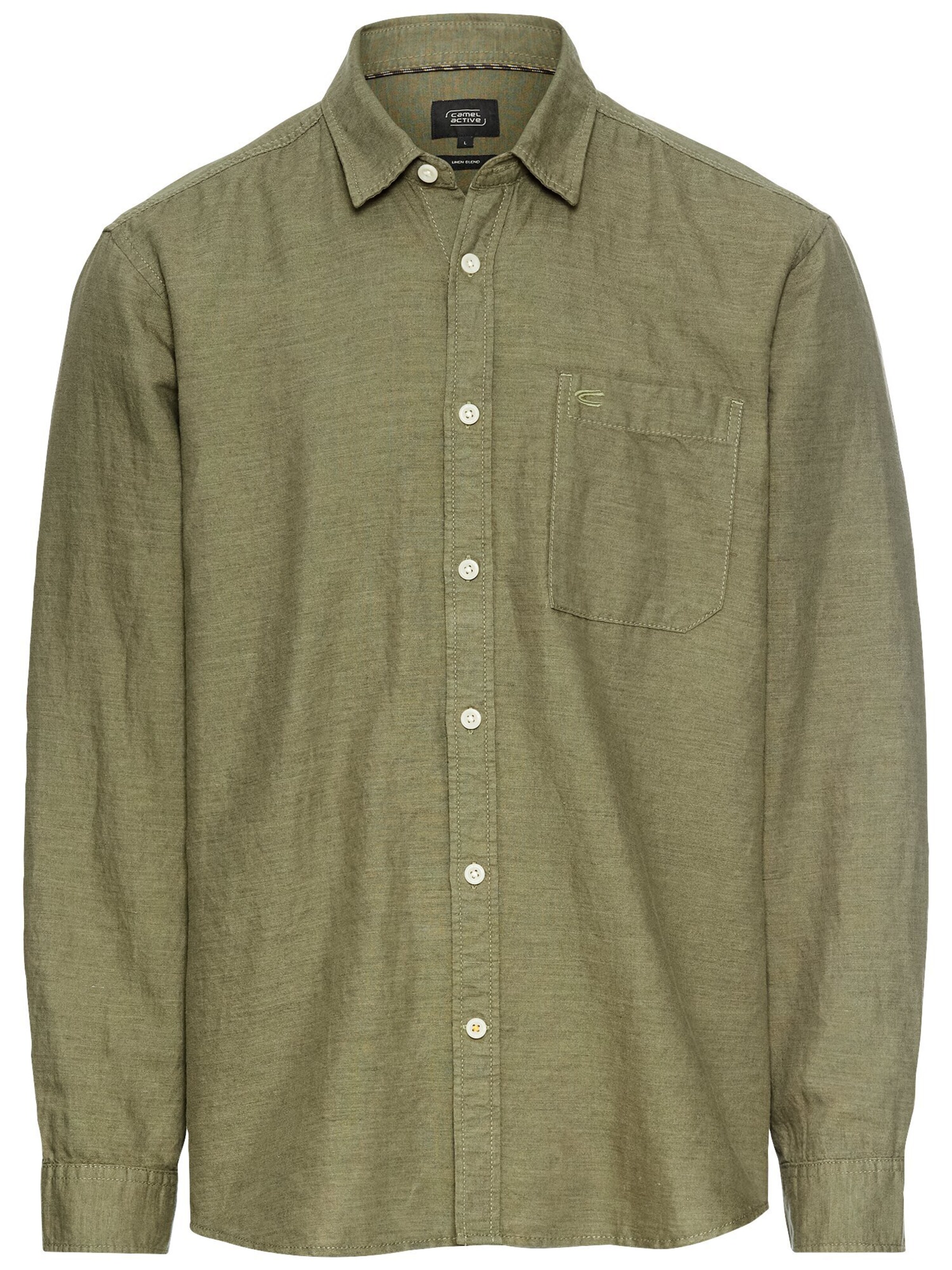 CAMEL ACTIVE Regular Fit Langarm-Leinenhemd in Grün: Vorderseite