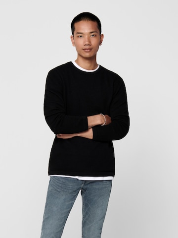 Only & Sons Regular fit Sweater 'Panter' in Black: front