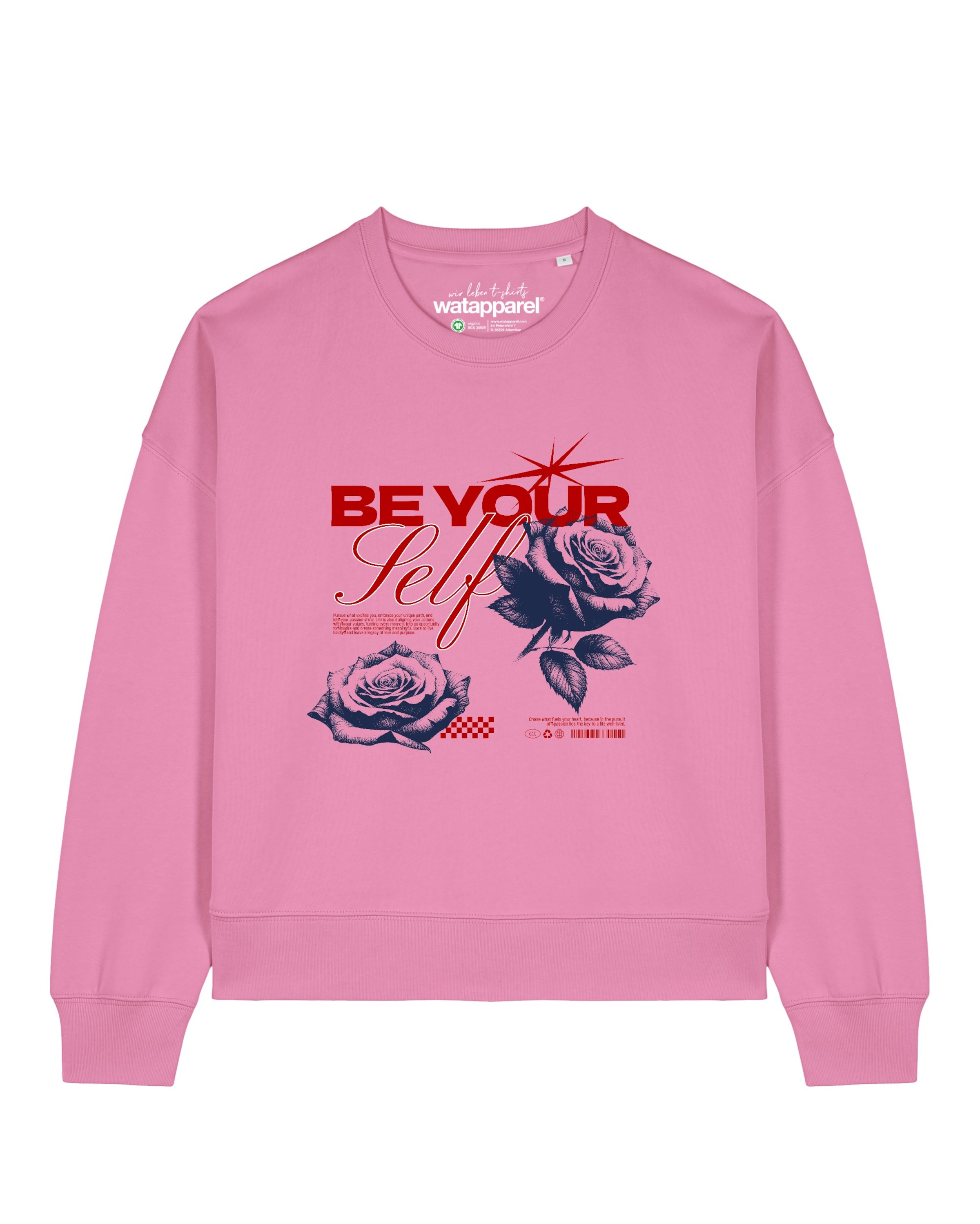 Felpa 'Be yourself ' di Watapparel in rosa: frontale