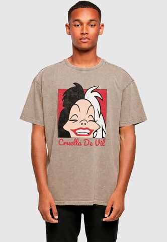 T-Shirt '101 Dalmations - Cruella De Vil Head' ABSOLUTE CULT en marron : devant