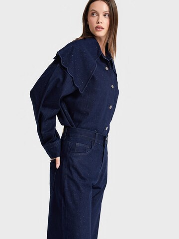 IT'S BASIC Oversized shirt 'Oversized Rhinestone Denim Shirt' in Blauw