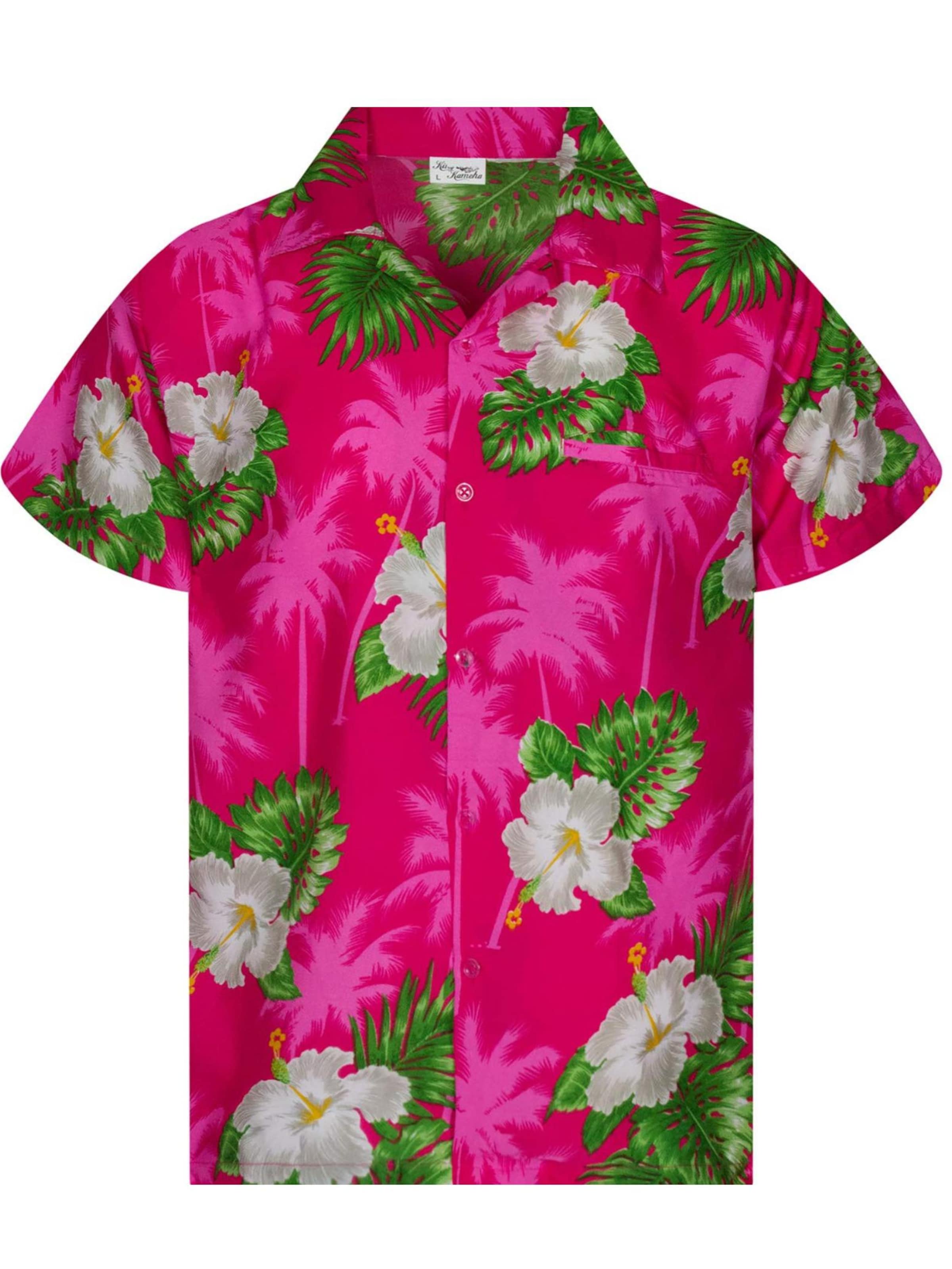 King Kameha Hemd 'Small Flower'‌‌‌‌‌‌ in Pink: Vorderseite