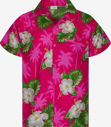 King Kameha Hemd 'Small Flower' in Pink: Vorderseite