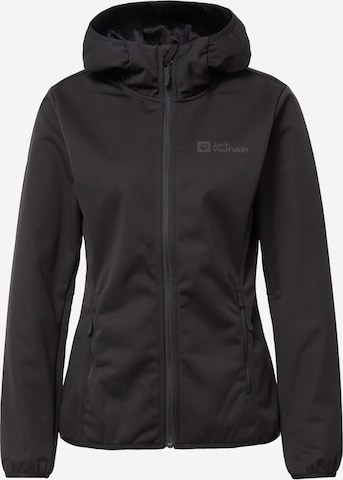 JACK WOLFSKIN - Chaqueta de montaña 'Windhain' en negro: frente