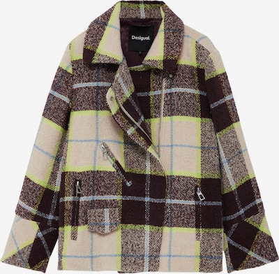 Žieminis paltas iš Desigual, spalva – ruda / neoninė žalia / balta, Prekių apžvalga
