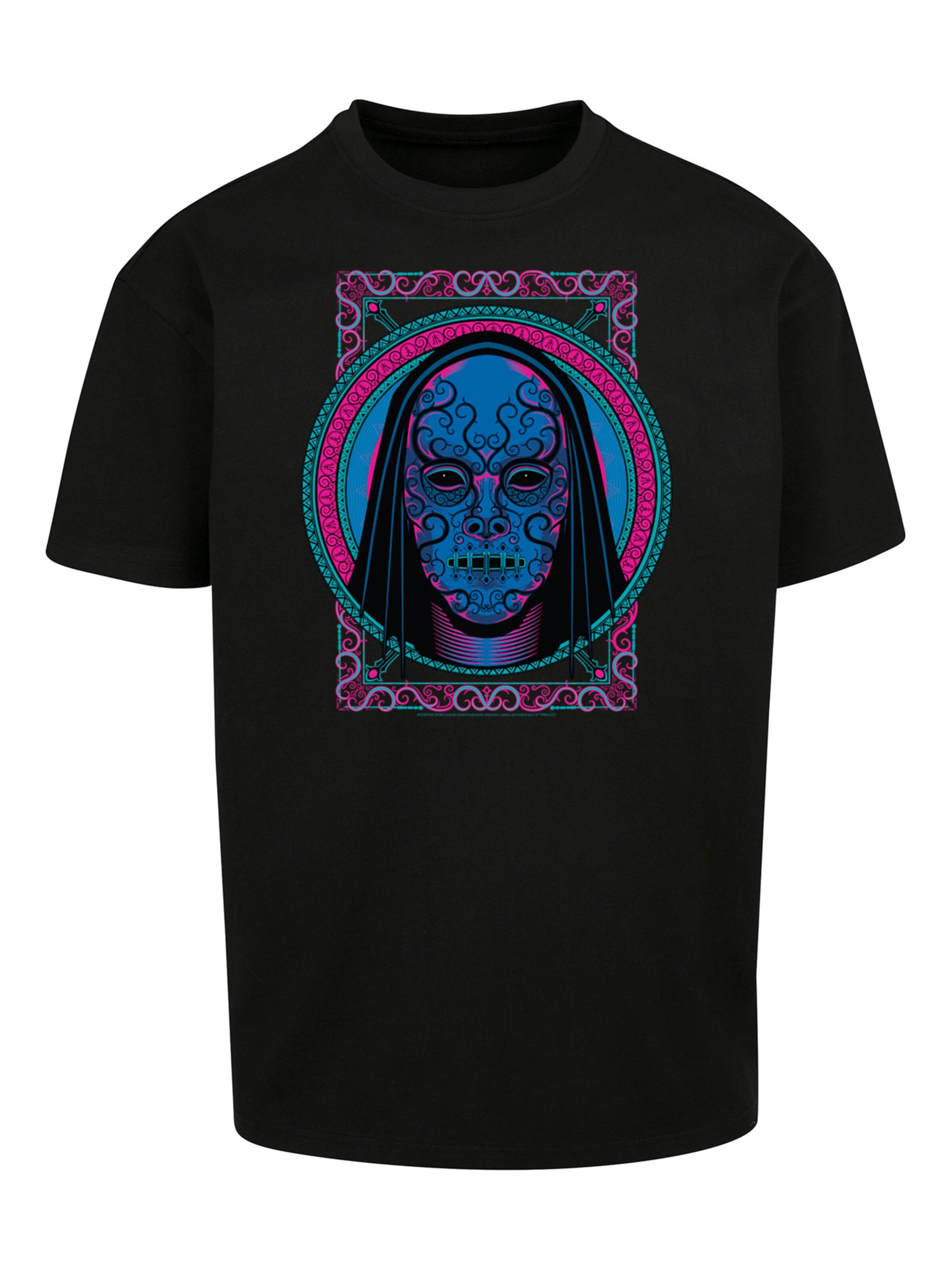 T-Shirt 'Harry Potter Neon Death Eater Mask' F4NT4STIC en noir : devant