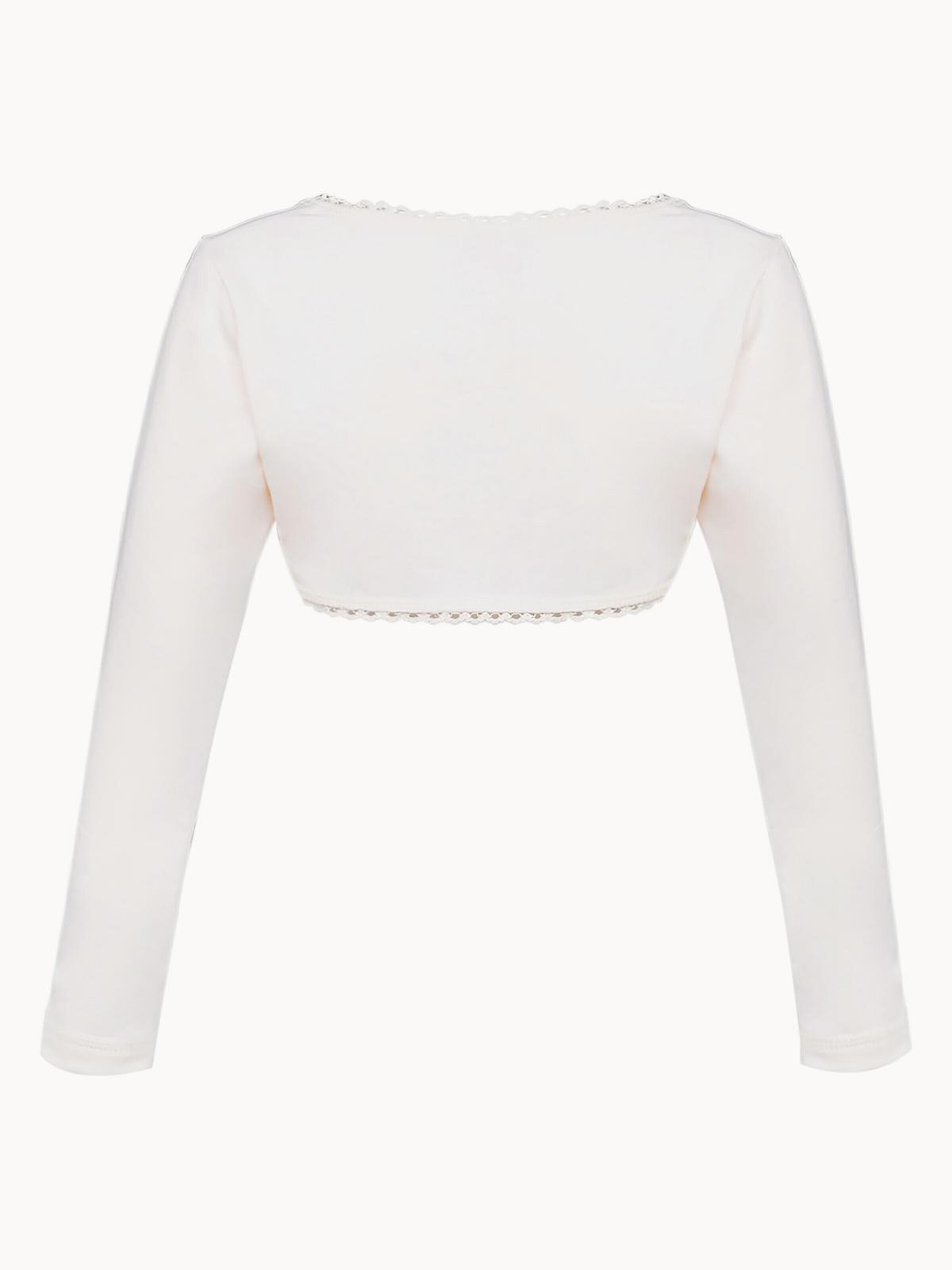 La V Bodywarmer 'Bolero met kant kraag' in Beige
