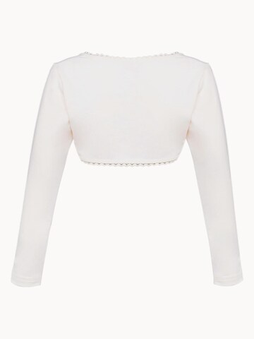 La V Bodywarmer 'Bolero met kant kraag' in Beige