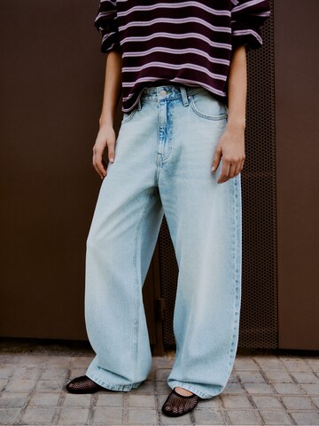 Wide Leg Jean Bershka en bleu