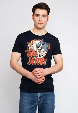 LOGOSHIRT Cooles T-Shirt mit 'Tom & Jerry'-Print in Blau: predná strana