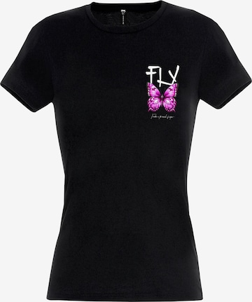 RMK Shirt 'Rundhalsausschnitt Butterfly' in Schwarz: Vorderseite