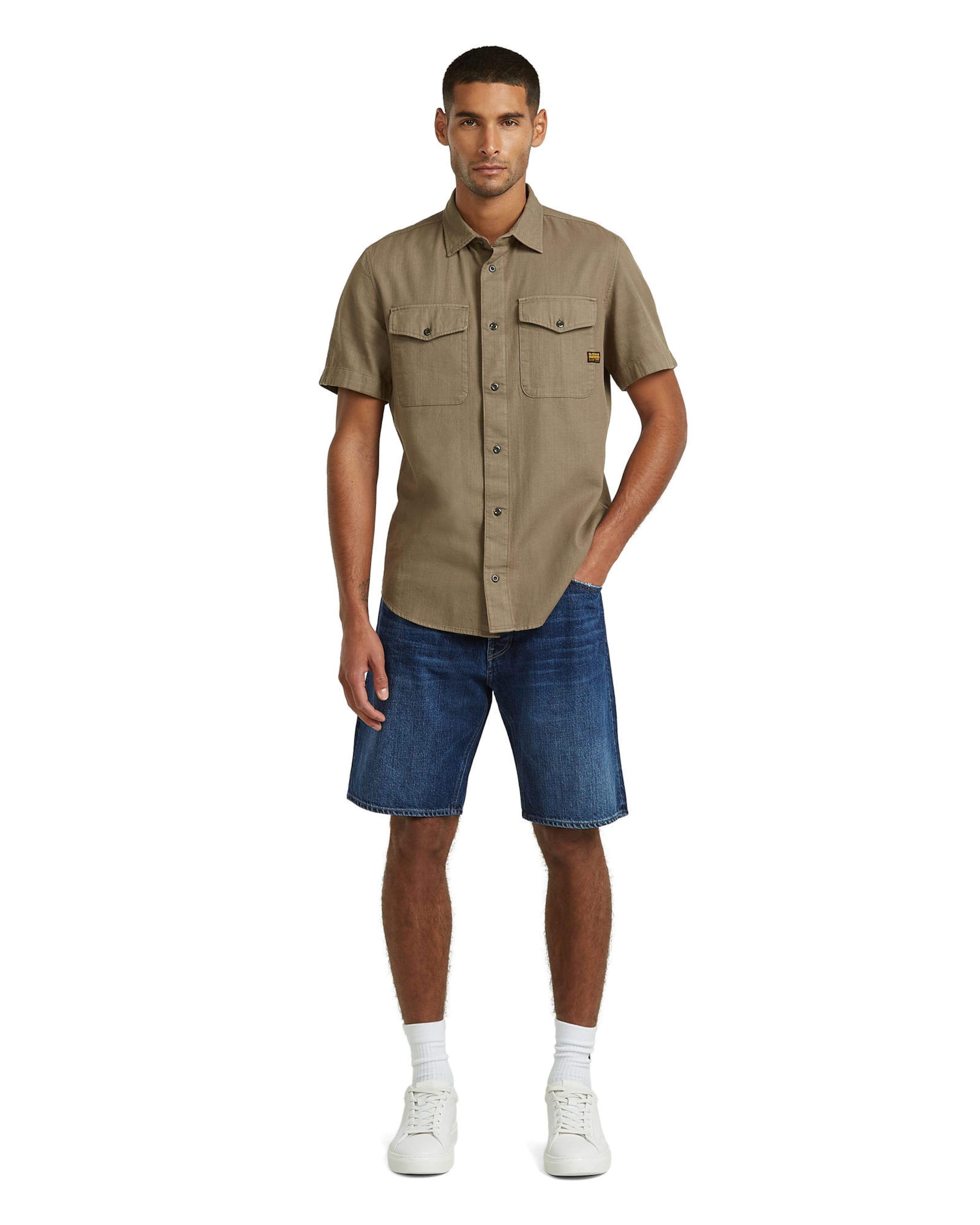 G-STAR Regular Broek 'Dakota Short Clean Edge ' in Blauw