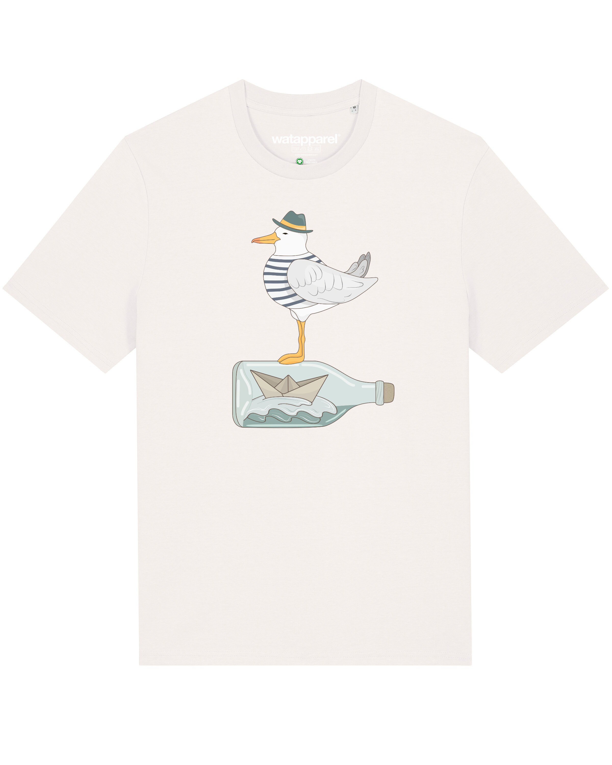 Watapparel Shirt ' Möwe mit Hut ' in Wit: voorkant