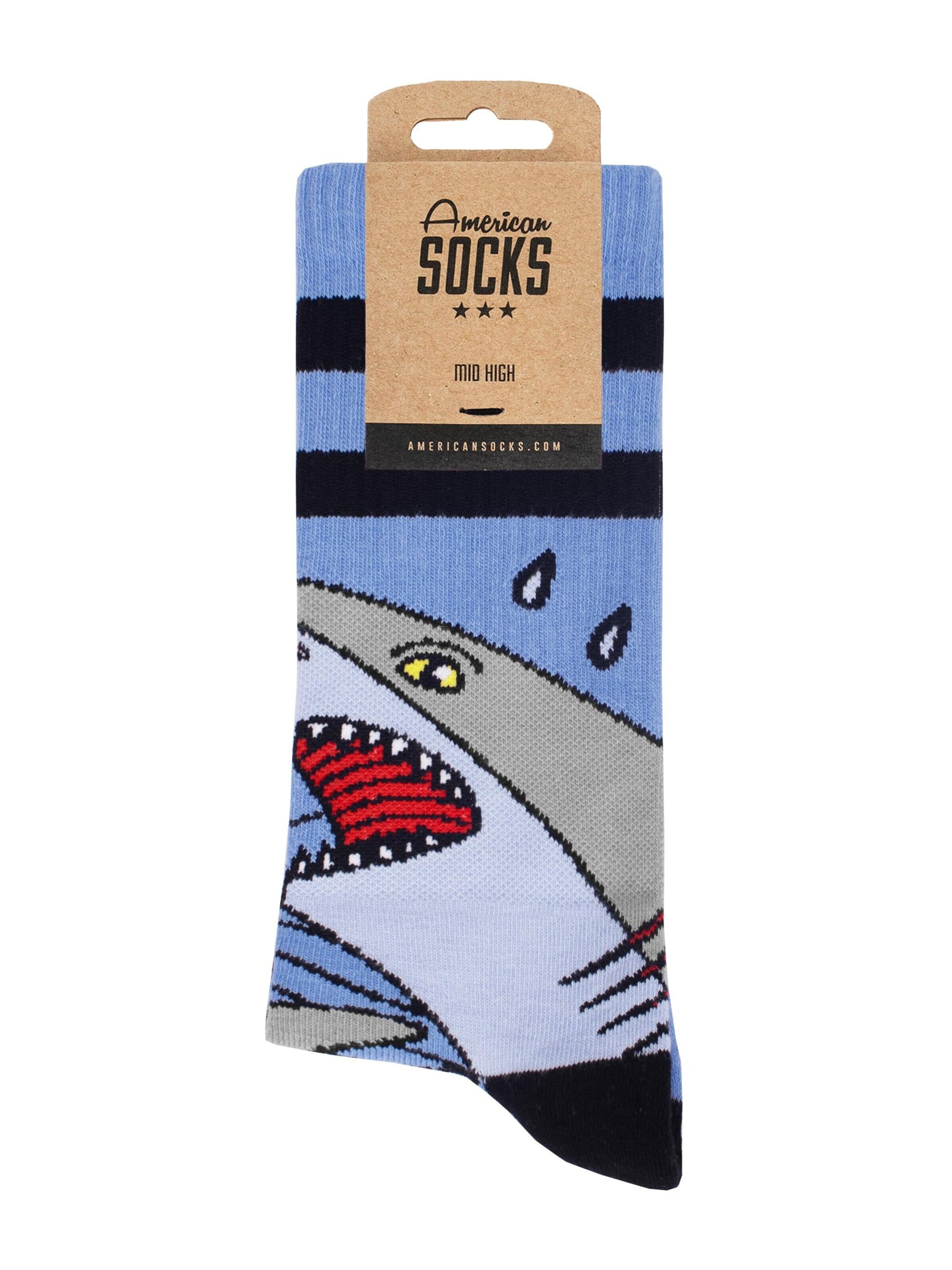 American Socks Socks 'Shark Strike - Mid High' in Blue
