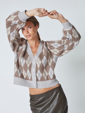 co'couture Gebreid vest 'Row' in Bruin: voorkant