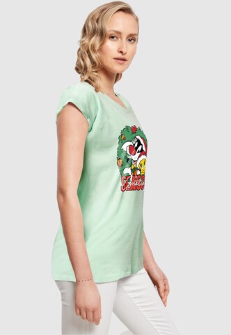 ABSOLUTE CULT Shirt 'Looney Tunes - Seasons Greetings' in Groen