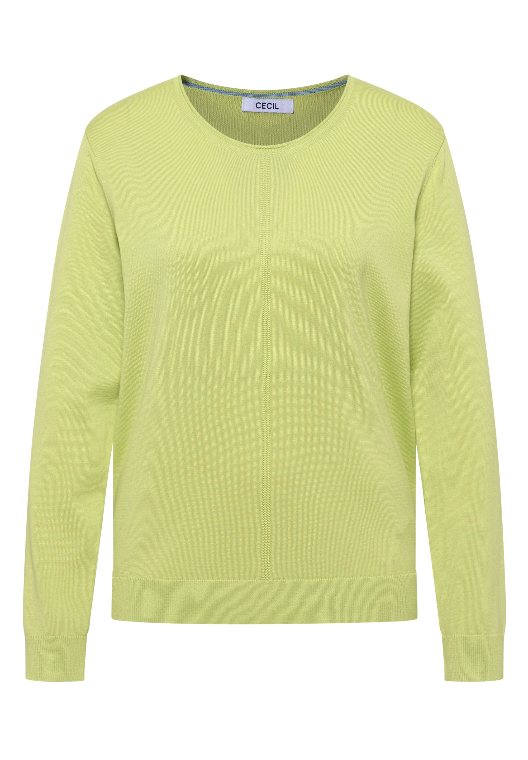 CECIL Basic Pullover mit V-Neck in Unifarbe in Grün: Vorderseite