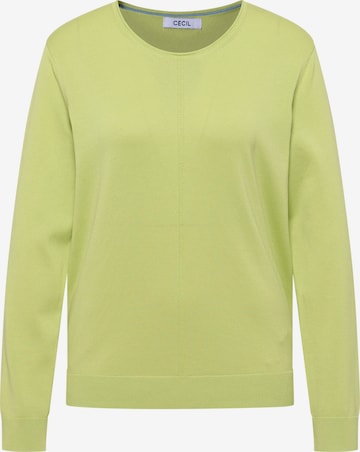 CECIL Basic Pullover mit V-Neck in Unifarbe in Grün: Vorderseite
