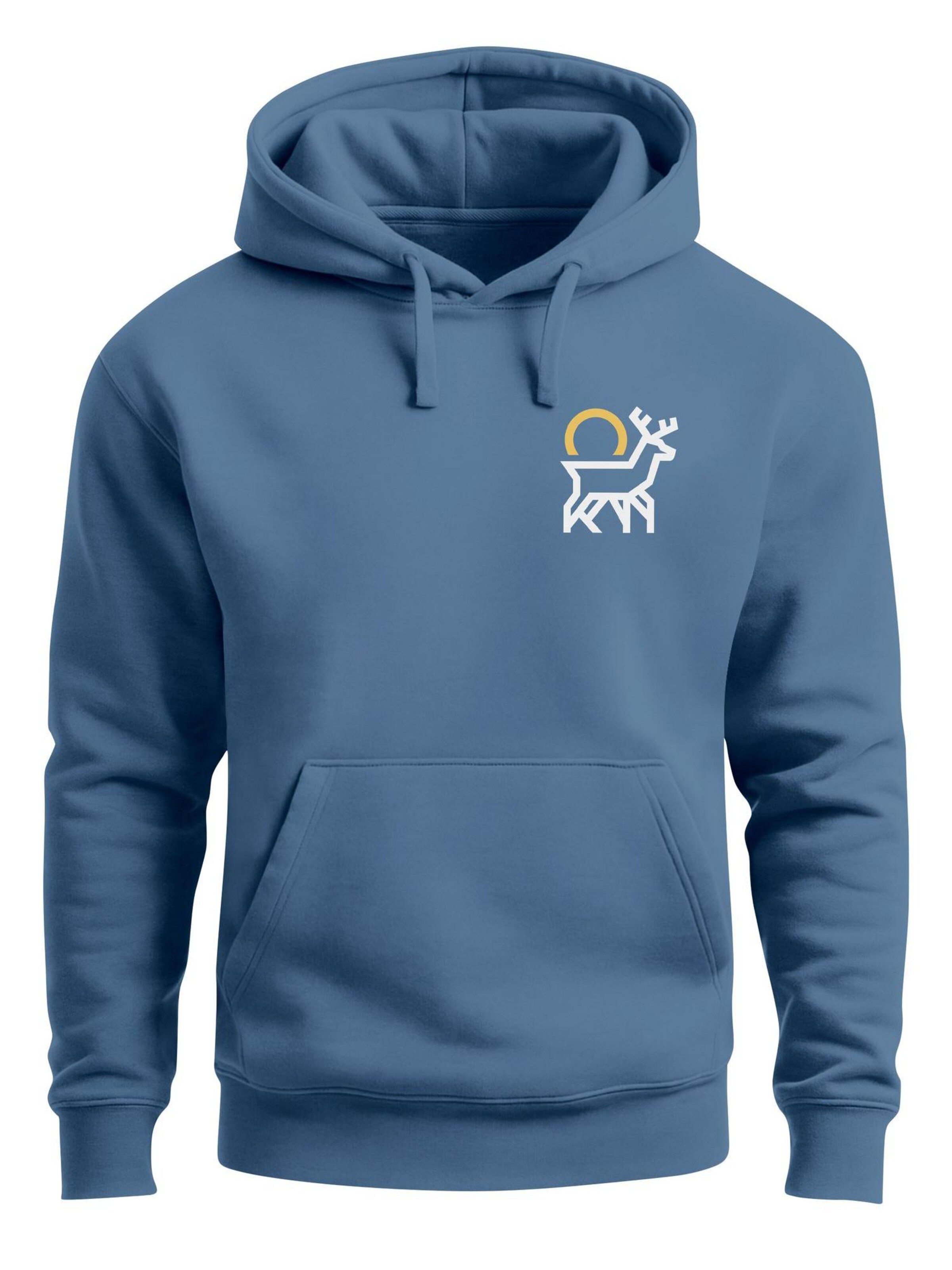 Neverless Sweatshirt 'Hirsch Sonne' in Blue: front