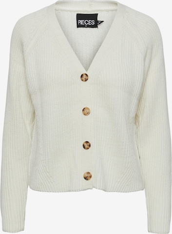 PIECES Knit Cardigan in White: front