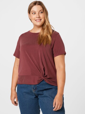 T-shirt 'Silva' ABOUT YOU Curvy en marron : devant