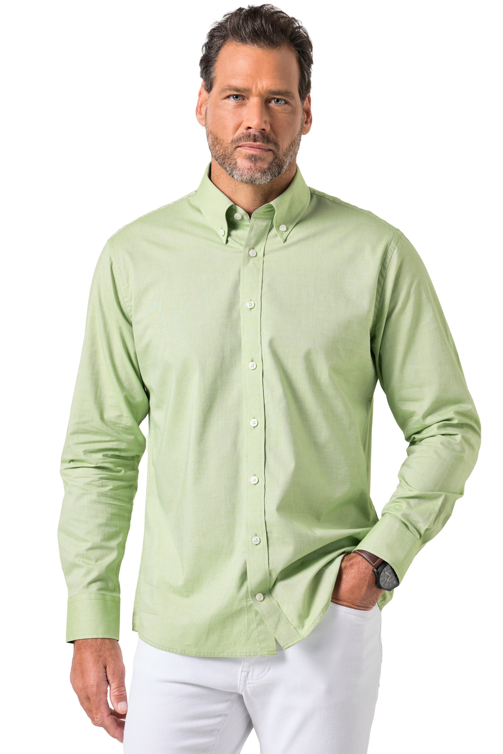 JP1880 Regular fit Overhemd in Groen: voorkant