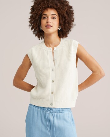 WE Fashion Pleten brezrokavnik | bela barva: sprednja stran