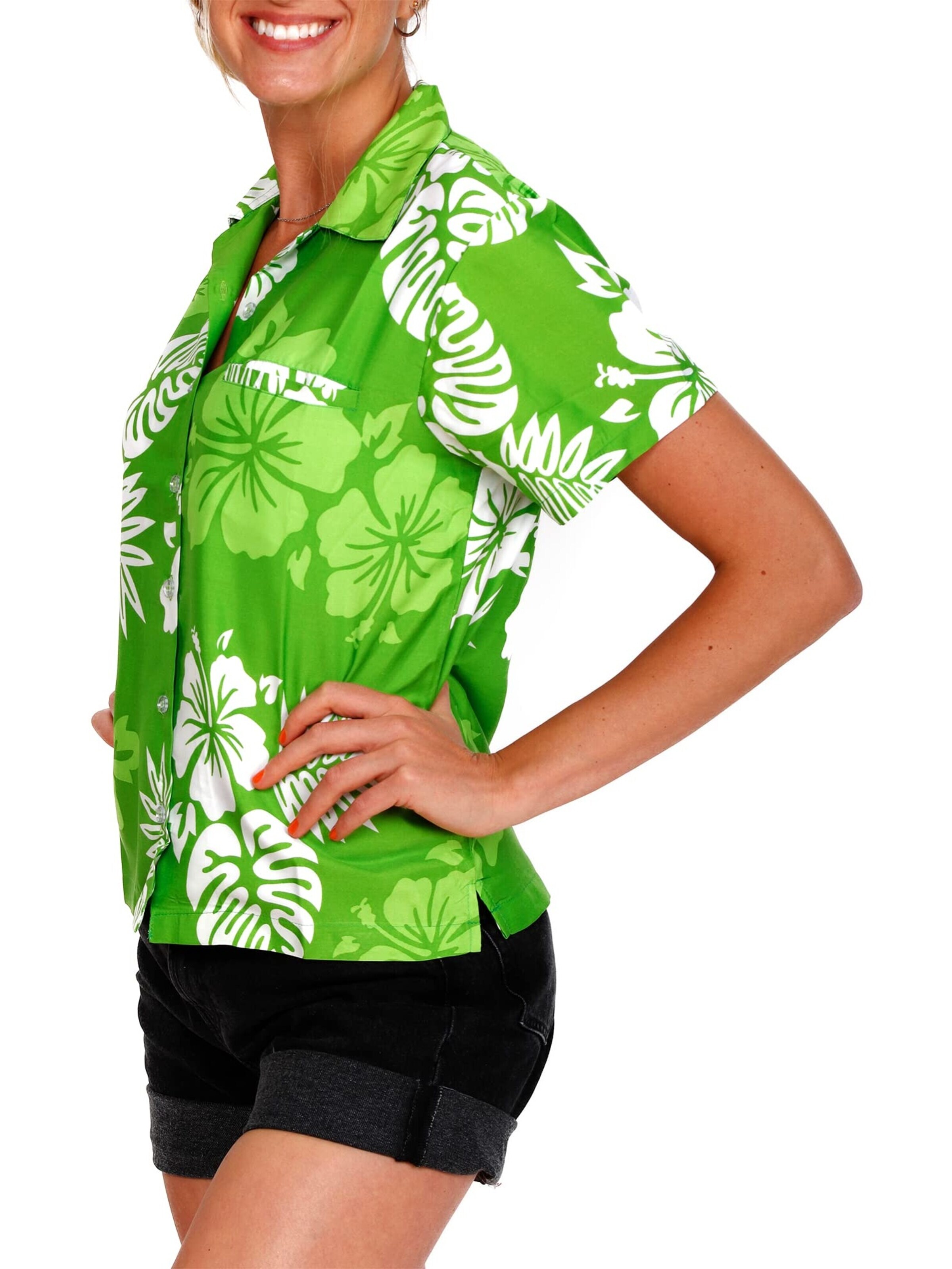 Camicia da donna 'Mono Hibiscus' di King Kameha in verde