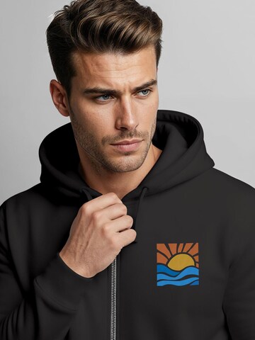 Neverless Zip-Up Hoodie 'Sun Wave Batch' in Black
