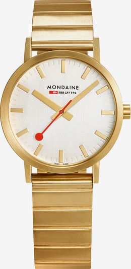 Mondaine Uhr in gold / rot / weiß, Produktansicht
