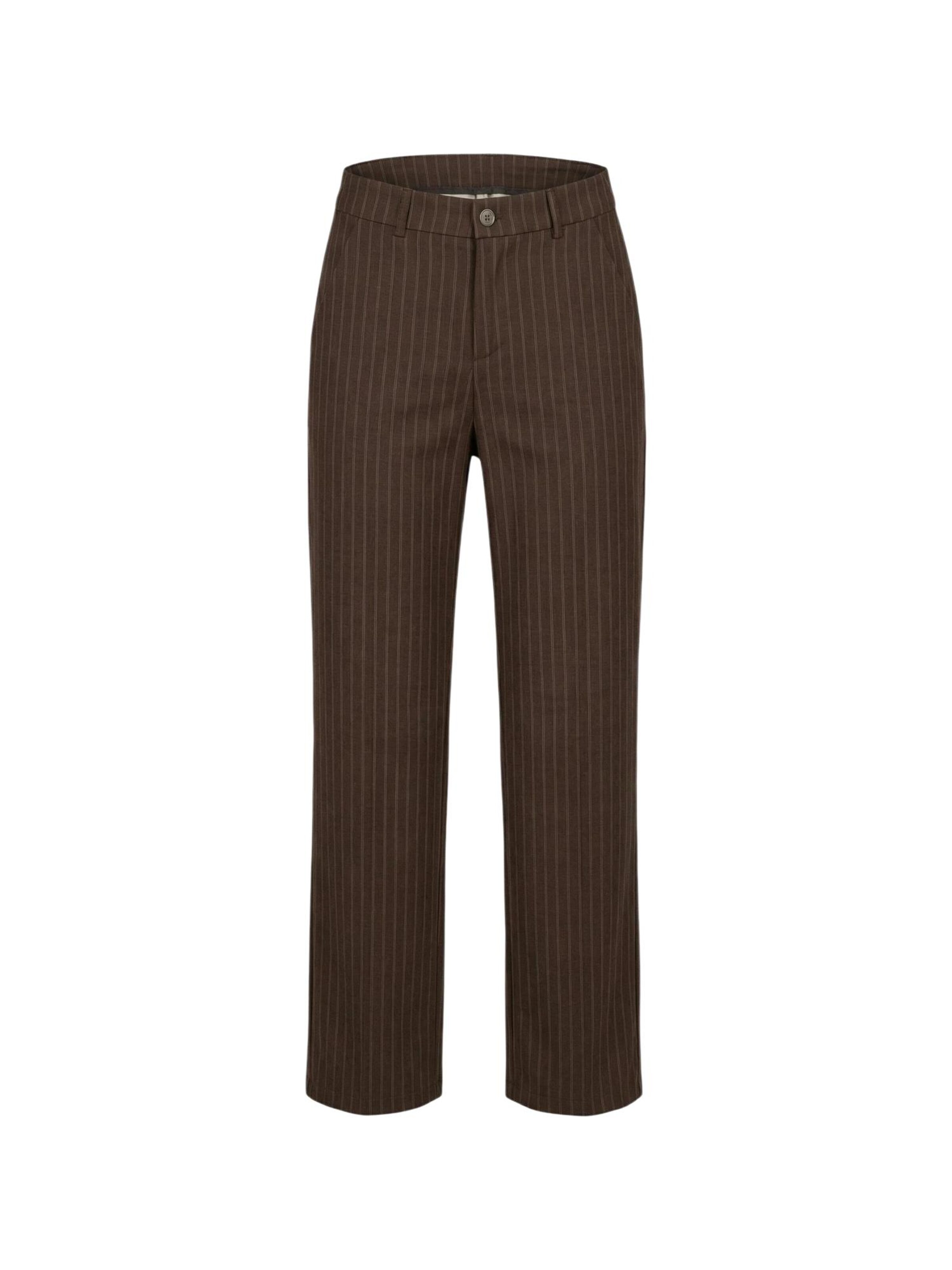 I AM Wide leg Trousers with creases 'Pantaloni Gessati 95108' in Brown: front