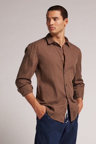 INTIMISSIMI Regular fit Button Up Shirt in Brown