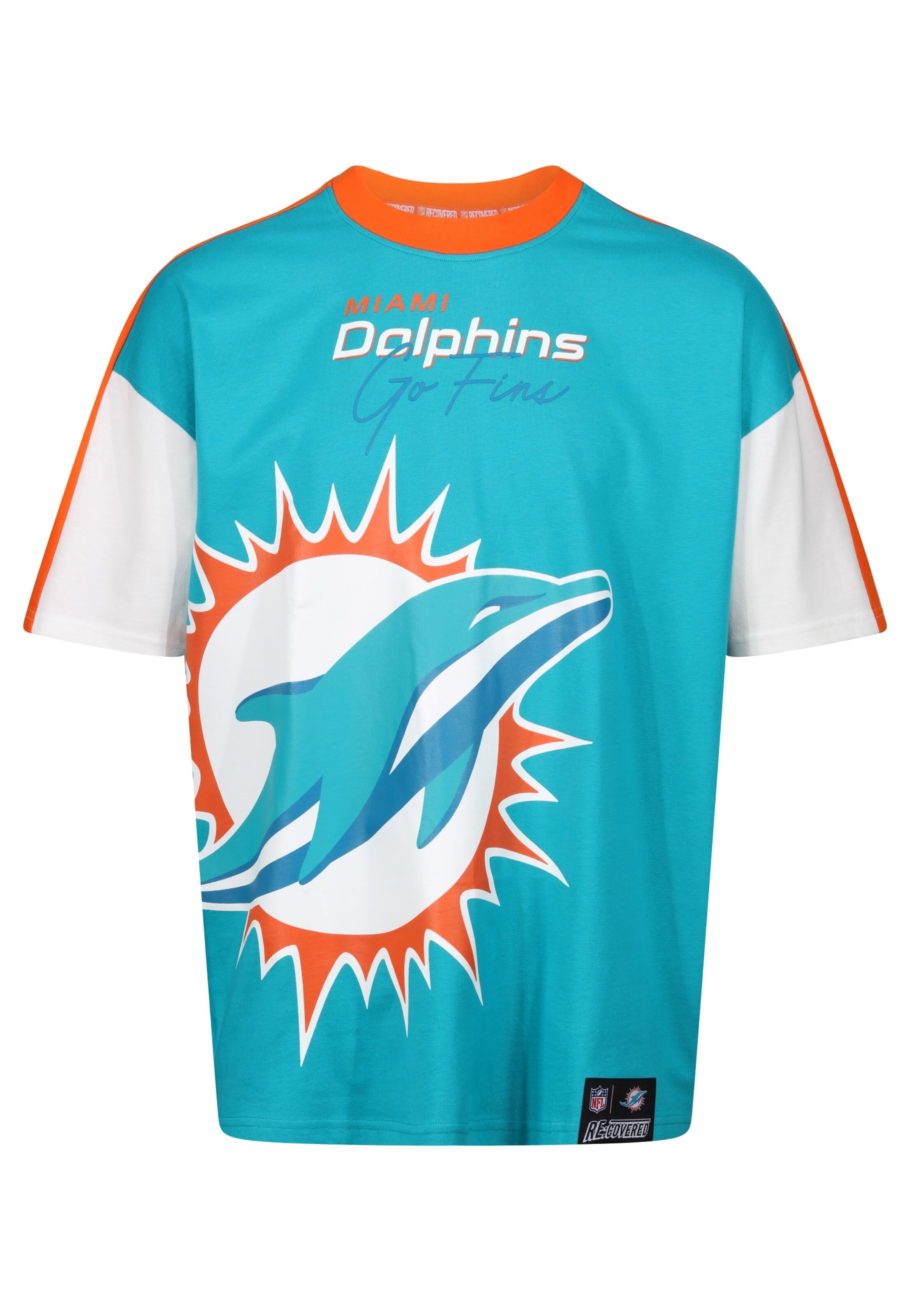 Recovered T-Shirt 'NFL Dolphins Miami Cut and Sew Oversized' in Blau: Vorderseite
