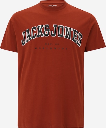 Jack & Jones Plus - Camiseta 'JJECALEB' en marrón: frente