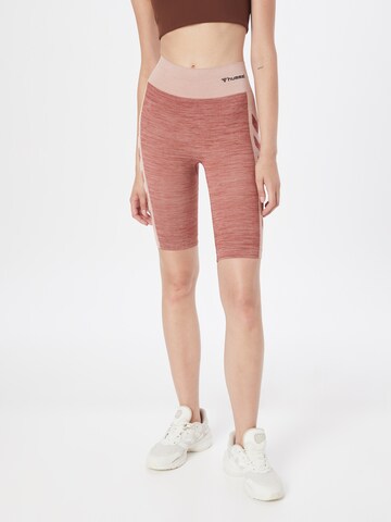 Skinny Pantalon de sport Hummel en rouge : devant