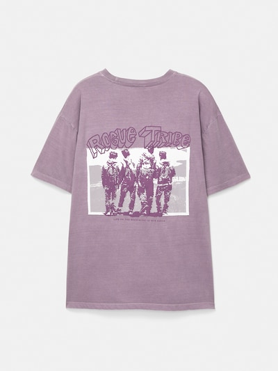 Pull&Bear Тениска 'Rogue Tribe' в сиво / бледоморав / къпина / бяло, Преглед на продукта