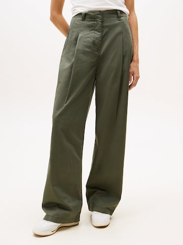 Tommy Jeans Wide Leg Hose in Grün: Vorderseite